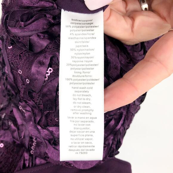 ALEX EVENINGS Floral Rosette Midi Dress Size 16 Purple Eggplant V-Neck NWOT - Picture 9 of 9